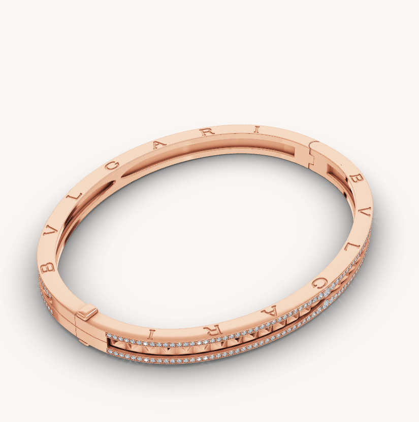 [Kincade Jewelery]ZERO 1 SPIRAL AND PAVED DIAMOND PINK GOLD BRACELET
