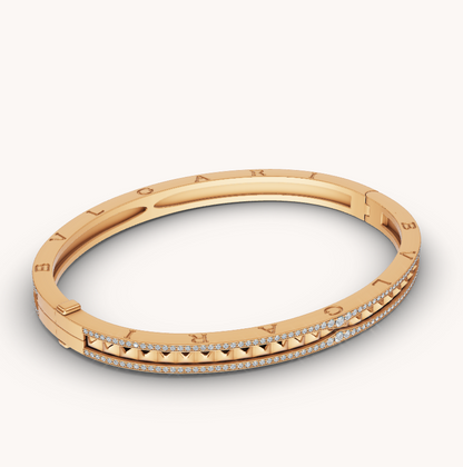 [Kincade Jewelery]ZERO 1 SPIRAL AND PAVED DIAMOND GOLD BRACELET