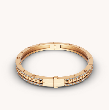 [Kincade Jewelery]ZERO 1 SPIRAL AND PAVED DIAMOND GOLD BRACELET