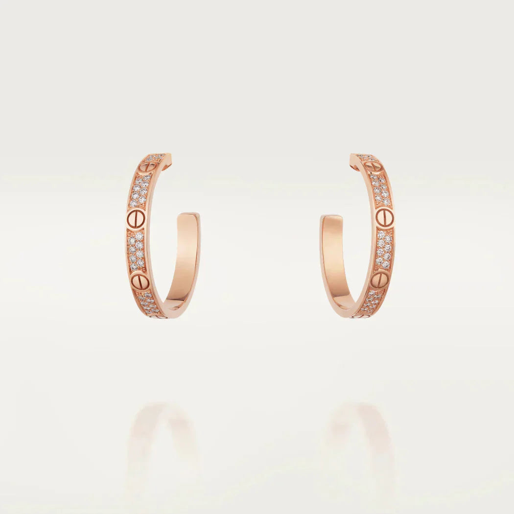 [Kincade Jewelery]LOVE DIAMOND PINK GOLD HOOP EARRINGS