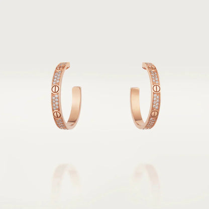[Kincade Jewelery]LOVE DIAMOND PINK GOLD HOOP EARRINGS