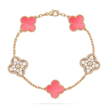 [Kincade Jewelery]Kincade 5 MOTIF DIAMOND PINK MOP PINK GOLD BRACELET