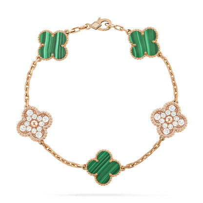 [Kincade Jewelery]Kincade  5 MOTIF MALACHITE DIAMOND BRACELET