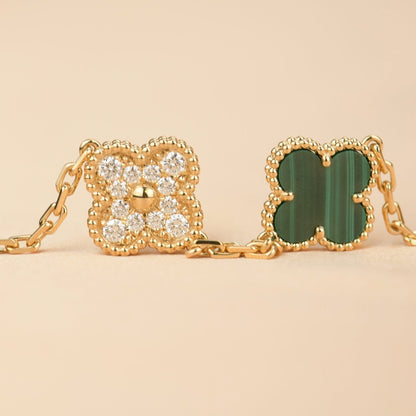 [Kincade Jewelery]Kincade  5 MOTIF MALACHITE DIAMOND BRACELET