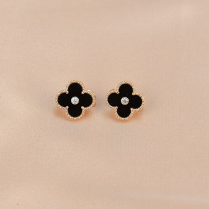 [Kincade Jewelery]Kincade MEDIUM 1 MOTIFS ONYX DIAMOND EARRINGS