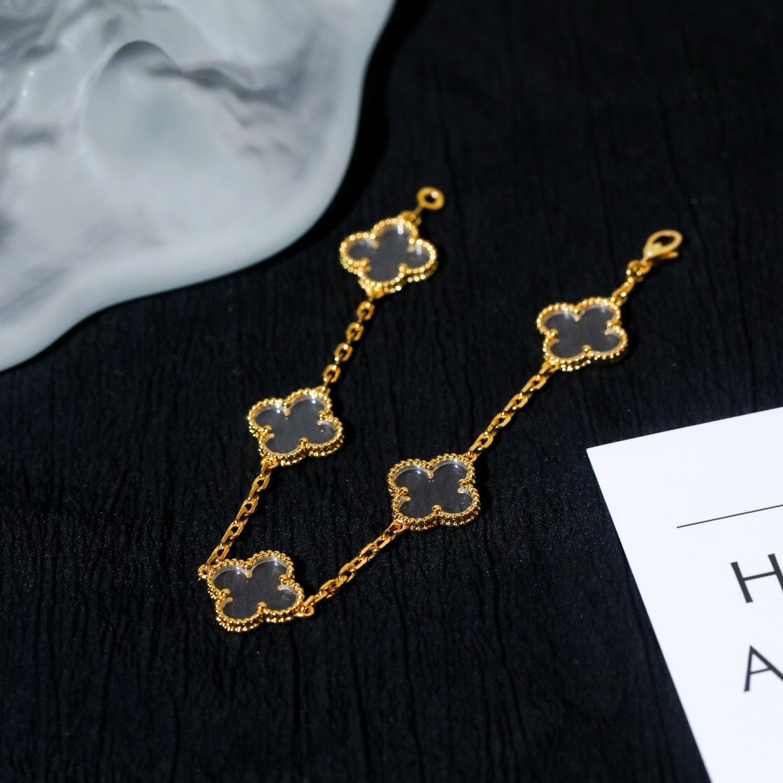 [Kincade Jewelery]Kincade 5 MOTIF ROCK CRYSTAL PINK GOLD BRACELET