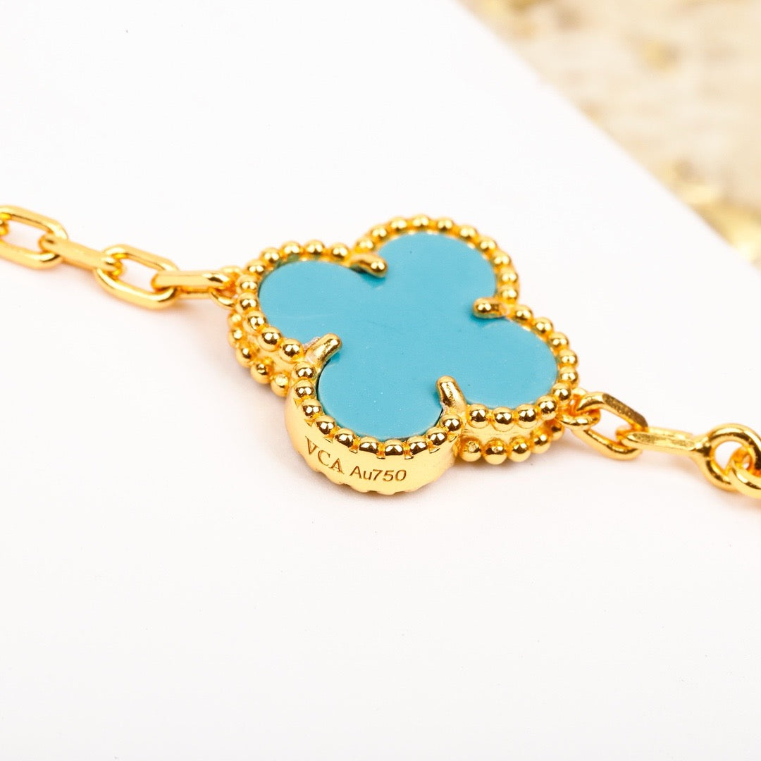 [Kincade Jewelery]Kincade 5 MOTIF TURQUOISE DIAMOND GOLD BRACELET