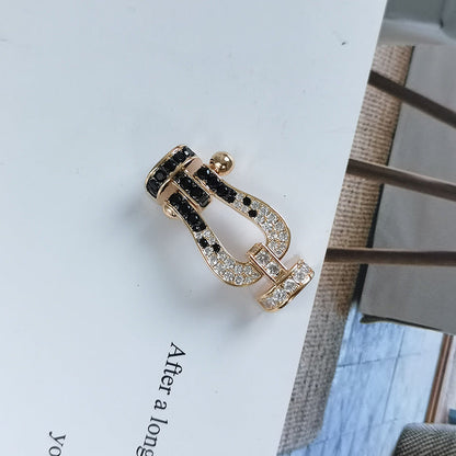 [Kincade Jewelery]FORCE LARGE HORSESHOE BLACK WHITE DIAMOND BRACELET ROSE GOLD