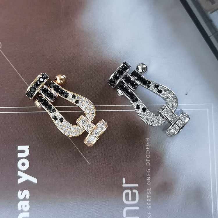 [Kincade Jewelery]FORCE LARGE HORSESHOE BLACK WHITE DIAMOND BRACELET ROSE GOLD