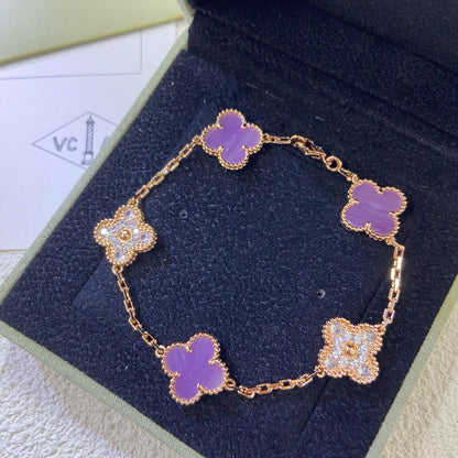 [Kincade Jewelery]Kincade  5 MOTIFS  PURPLE VIOLET DIAMOND BRACELET
