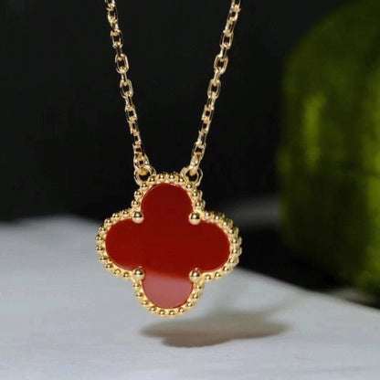 [Kincade Jewelery]Kincade 15MM CARNELIAN SINGLE FLOWER NECKLACE