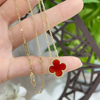 [Kincade Jewelery]Kincade 15MM CARNELIAN SINGLE FLOWER NECKLACE