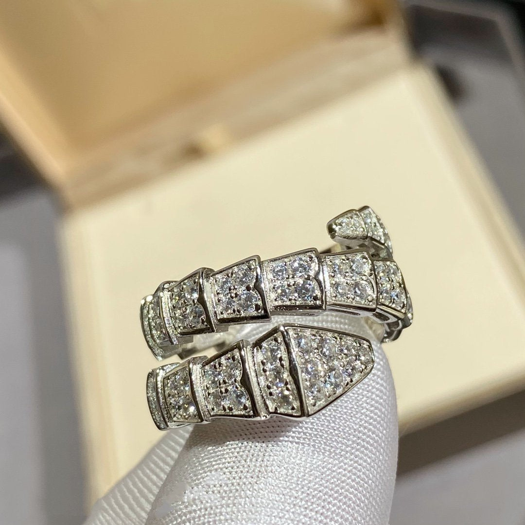 [Kincade Jewelery]SERPENTI DOUBLE RING SILVER DIAMOND PAVED