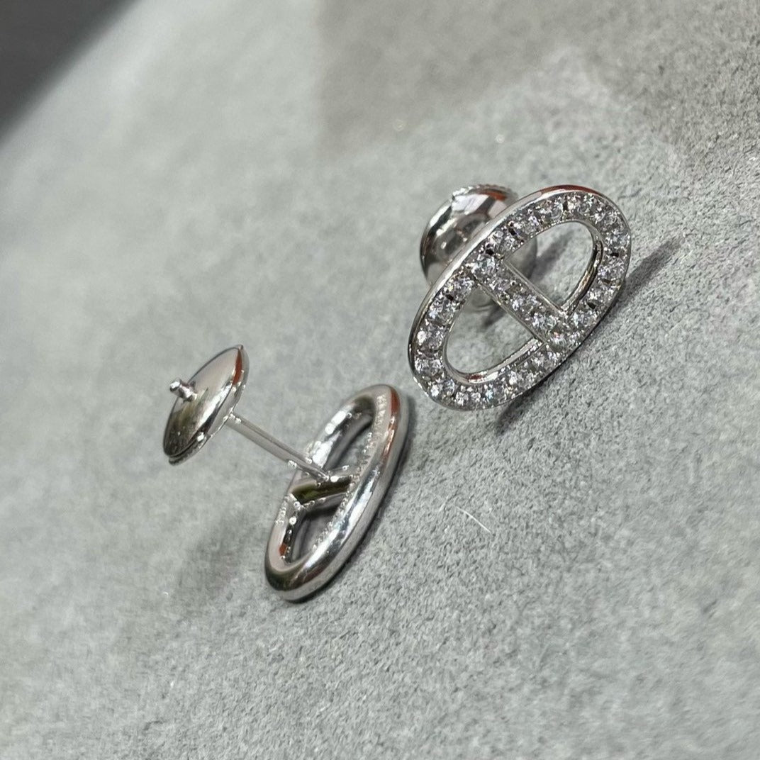[Kincade Jewelery]HM FULL DIAMOND PIG NOSE STUD EARRINGS