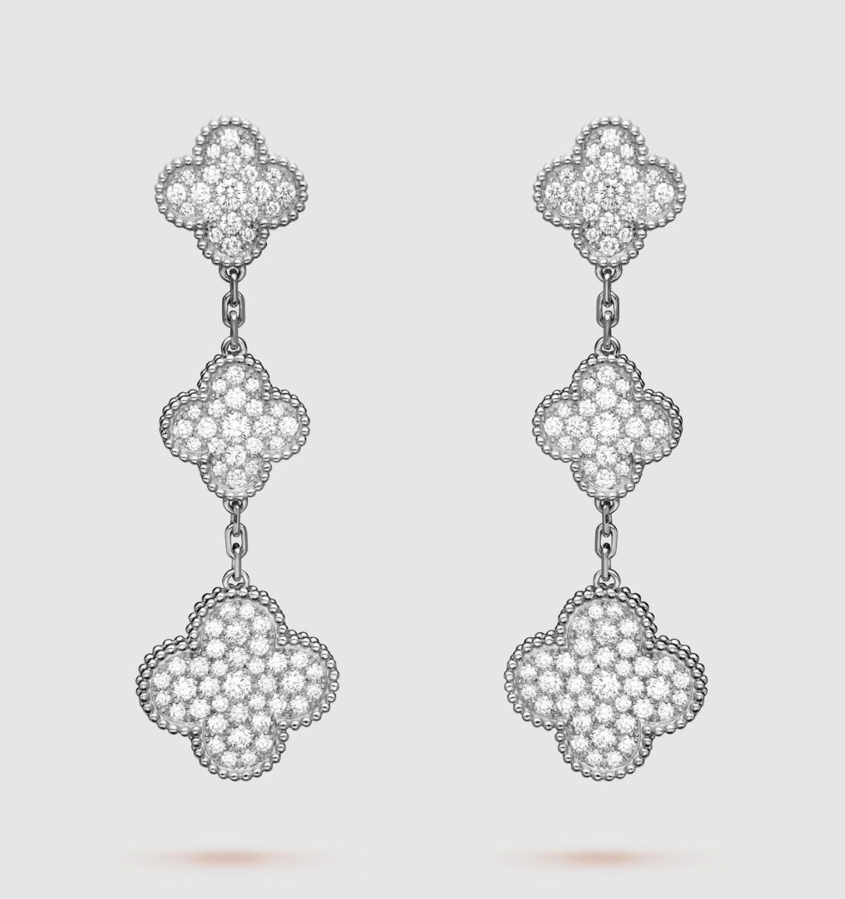 [Kincade Jewelery]Kincade 3 MOTIF DIAMOND SILVER DROP EARRINGS