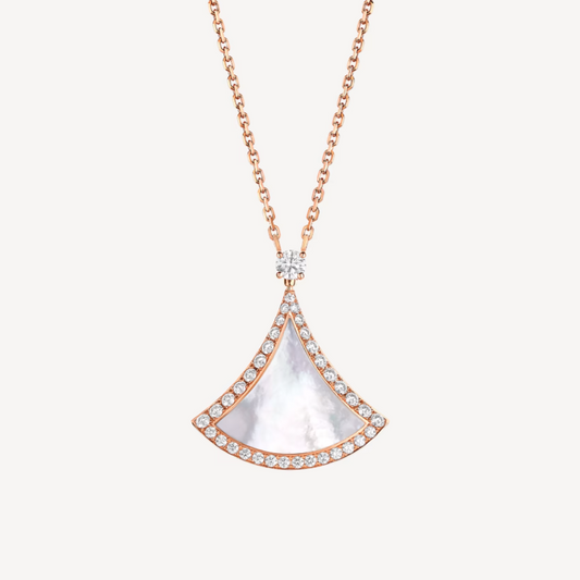 [Kincade Jewelery]DREAM MOP DIAMOND PAVED PINK GOLD NECKLACE