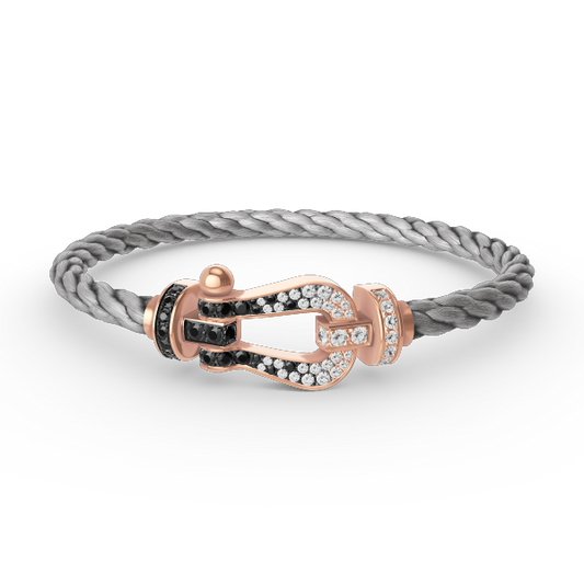 [Kincade Jewelery]FORCE LARGE HORSESHOE BLACK WHITE DIAMOND BRACELET ROSE GOLD