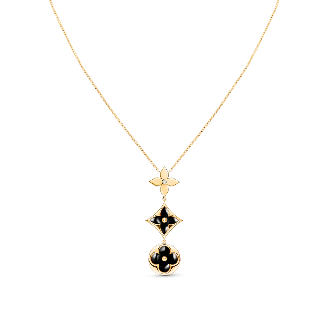 [Kincade Jewelery]STAR AND SUN ONYX PINK GOLD NECKLACE