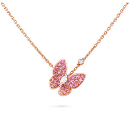 [Kincade Jewelery]BUTTERFLY RED DIAMOND ROSE GOLD NECKLACE