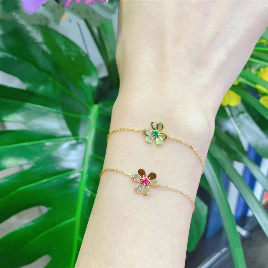 [Kincade Jewelery]FRIVOLE GOLD FLOWER PINK MALACHITE BRACELET