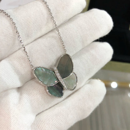 [Kincade Jewelery]LARGE BUTTERFLY SILVER PENDANT DIAMOND NECKLACE