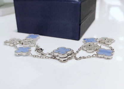 [Kincade Jewelery]Kincade 10 MOTIFS CHALCEDONY DIAMONDS SILVER NECKLACE