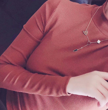 [Kincade Jewelery]LUCKY SPRING 4 MOTIFS ROSE GOLD NECKLACE