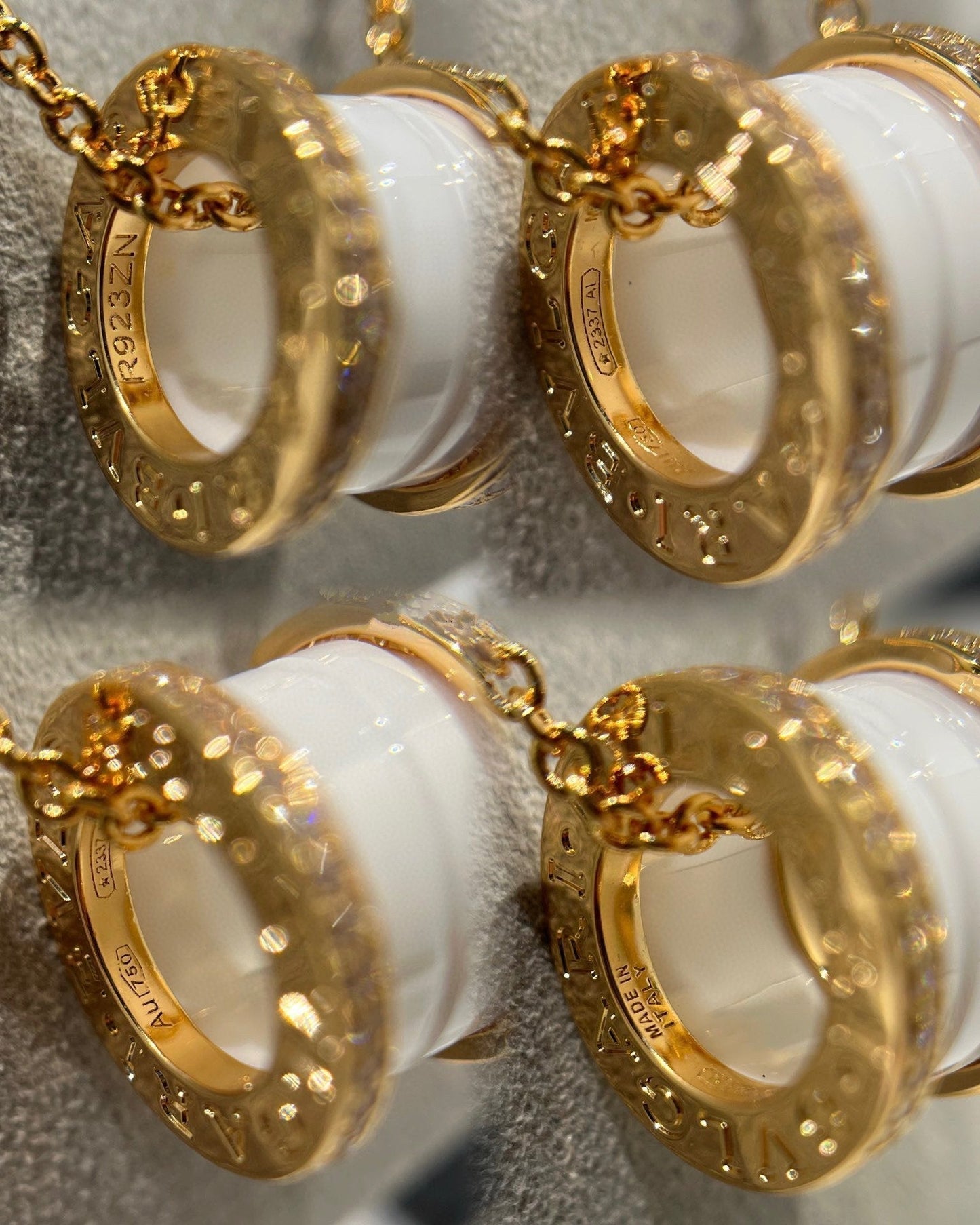 [Kincade Jewelery]ZERO 1 WHITE CERAMIC DIAMOND PINK GOLD NECKLACE